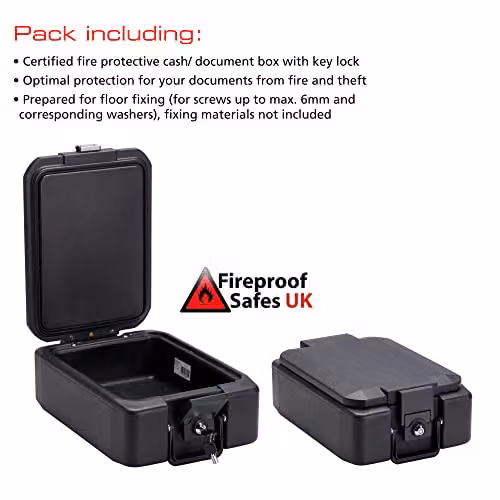 Burg-Wächter FP22K Fireproof A4 Document Deed Box Safe, Black, W/D/H: 41.0 x 28.0 x 16.0 cm – 3
