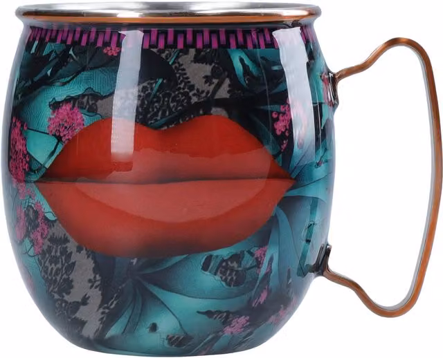 Mikasa Sarah Arnett Stainless Steel Double Walled Moscow Mule Mug, 450ml, Multicolour and Green Lip Print – 4
