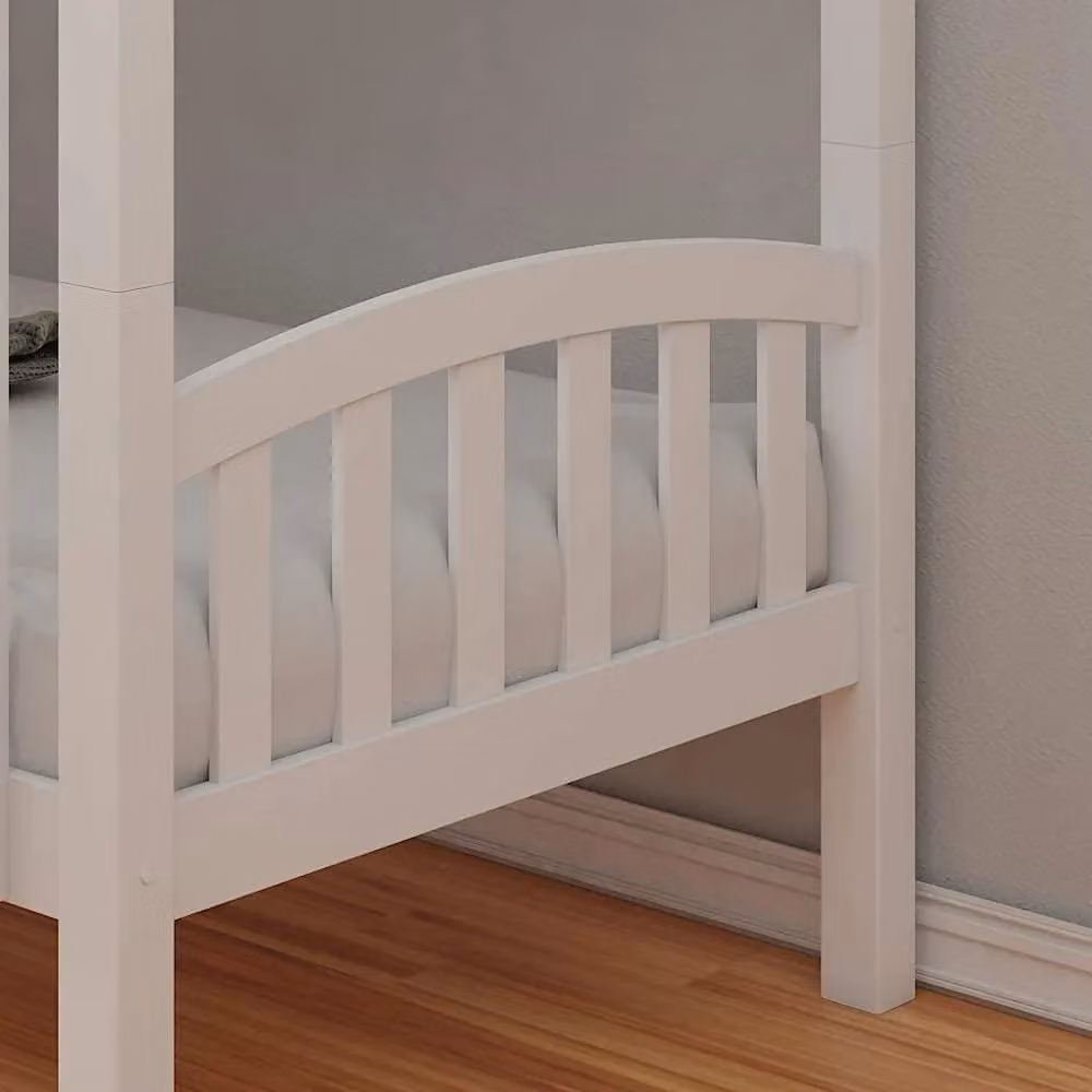Kosy Koala White Wooden Kids Cabin Bunk Bed with 2 Mattresses, H: 154 cm x W: 90 cm x D: 190 cm – 2