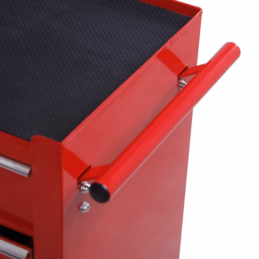 NESTLUNE Steel Tool Trolley with 5 Drawers in Red – 5