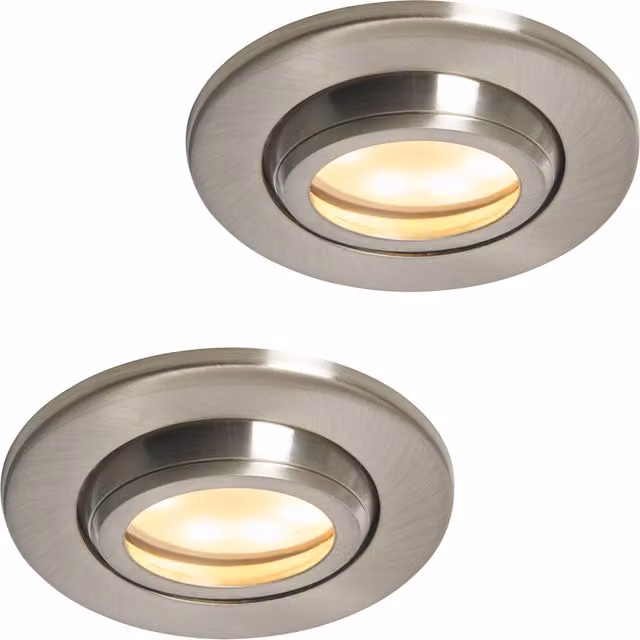 Litecraft Marlowe 2 Pack Round IP65 Recessed Tiltable Downlights in Silver
