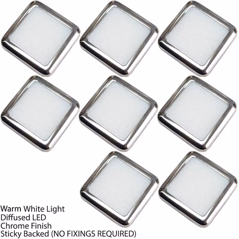 Loops Square LED Plinth Light Kit in Silver with Warm White Spotlights for Kitchen and Bathroom – 2