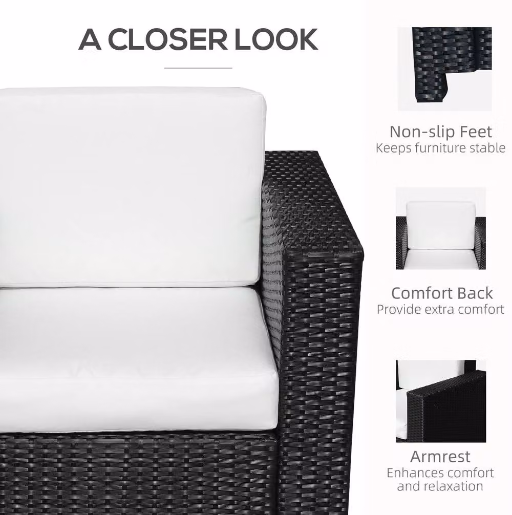 STILVORA Black Rattan and Metal Armchair with Cushions – 4