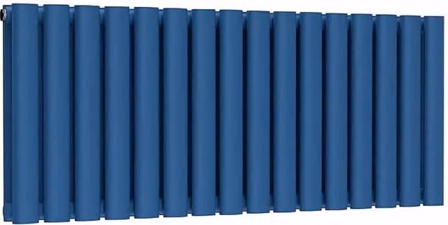 Lux Heat Oval Horizontal Double Radiator in Galaxy Blue, W: 96 cm, H: 40 cm
