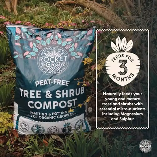RocketGro Peat-Free Tree and Shrub Compost Superior Organic Bio-Active Blend, 40L – 4