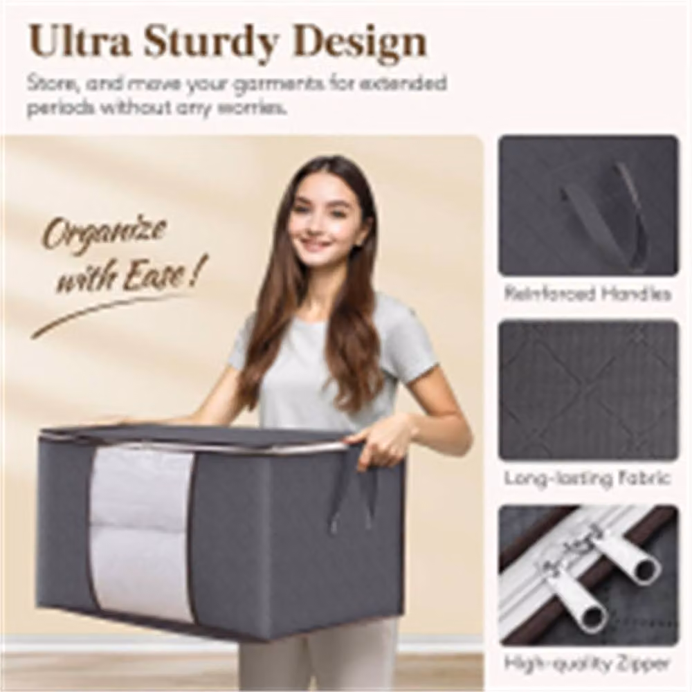 SPETLEK 6 Pack 90L Zipped Storage Bags for Clothes, Bedding and Toys in Grey, W/D/H: 60 x 40 x 33 cm – 5