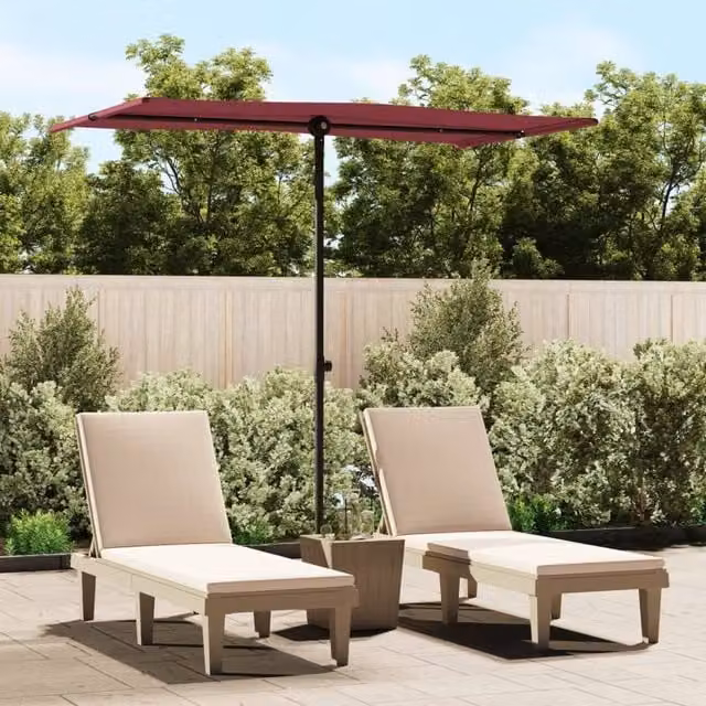 Berkfield Home Outdoor Parasol with Aluminium Pole and Polyester Canopy, Bordeaux Red, W: 180 cm, D: 110 cm