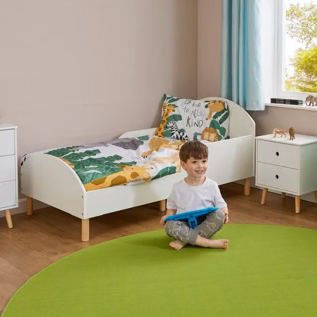 Liberty House Toys Modern White Lacquered Solid Pine Toddler Bed for Children