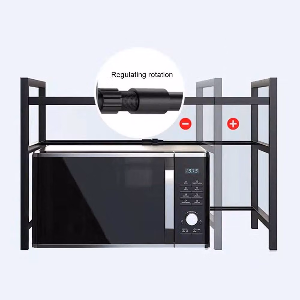 SPETLEK 2-Tier Expandable Microwave Oven Rack Stand in Black – 4