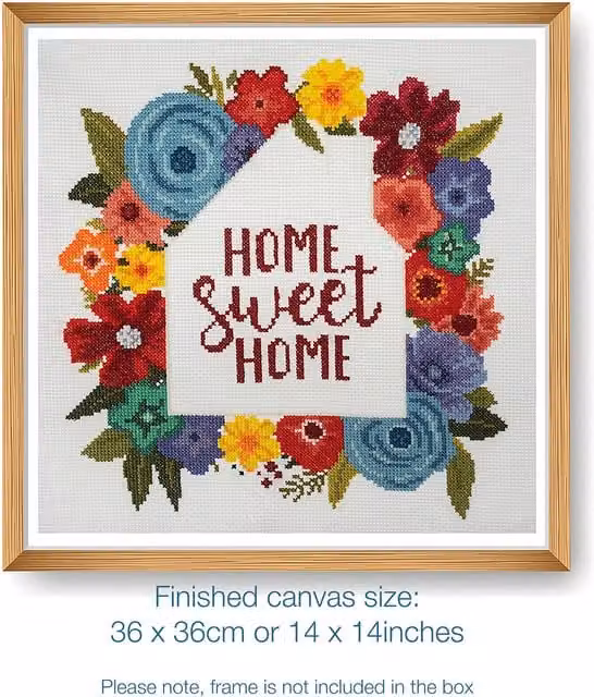 Trimits Home Sweet Home Counted Cross Stitch Kit in White and Multicolour