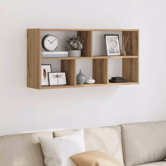 Berkfield Home Artisan Oak Wall Shelf in Brown, W/D/H: 100 x 25 x 50 cm – 1