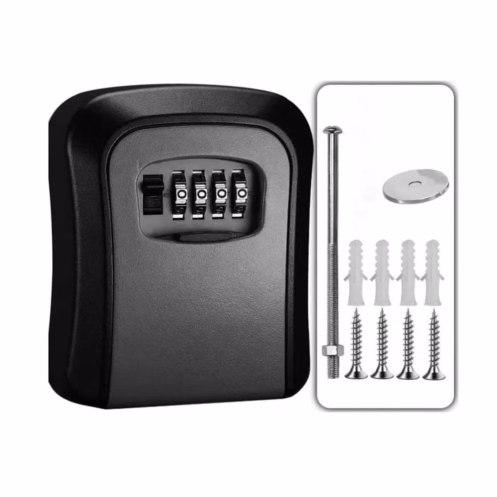 NESTLUNE Waterproof Wall Mounted Outdoor Combination Key Safe Box in Black – 3