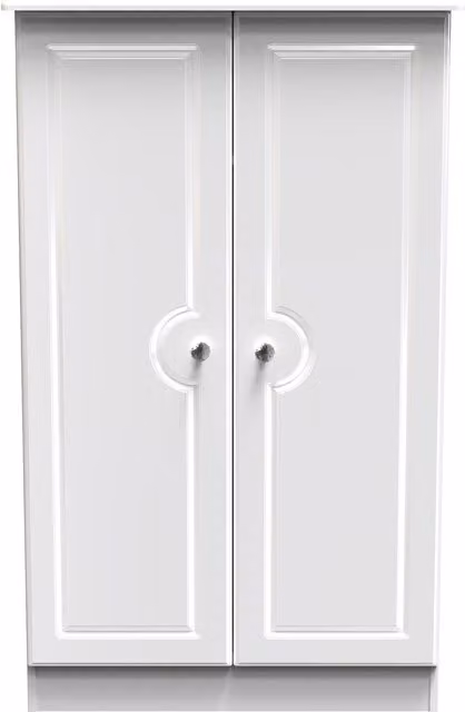 Ready Assembled 2 U Stratford 2 Door Midi Wardrobe in White Glossy Finish