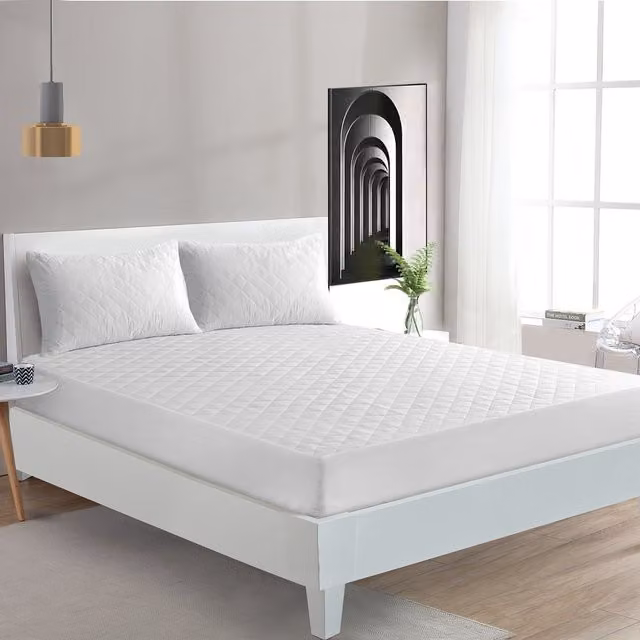 Kampala Hill T-200 Quilted 16" Cotton Percale Mattress Protector, White, W: 200 cm x D: 200 cm