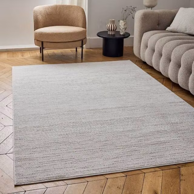 THE RUGS Carmel Striped Area Rug in Ivory and Beige, W: 200 cm, D: 290 cm