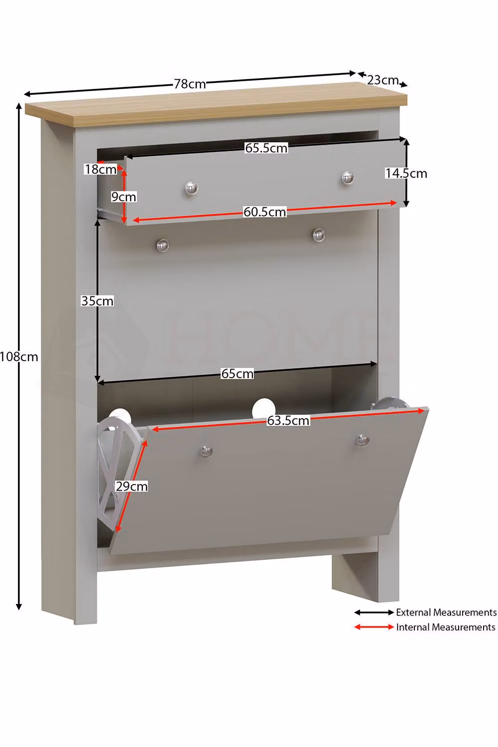 Vida Designs Arlington Compact Hallway Shoe Storage Cabinet Unit in Grey – 2