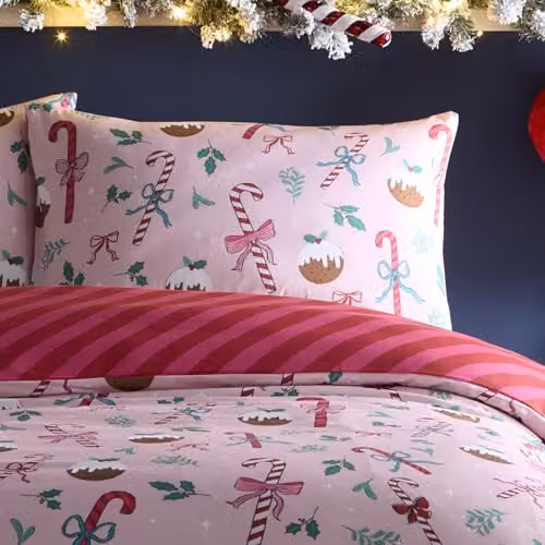 Fusion Festive Fancy Christmas Reversible Duvet Cover Set in Pink, W/D/H: 230 x 220 cm – 3