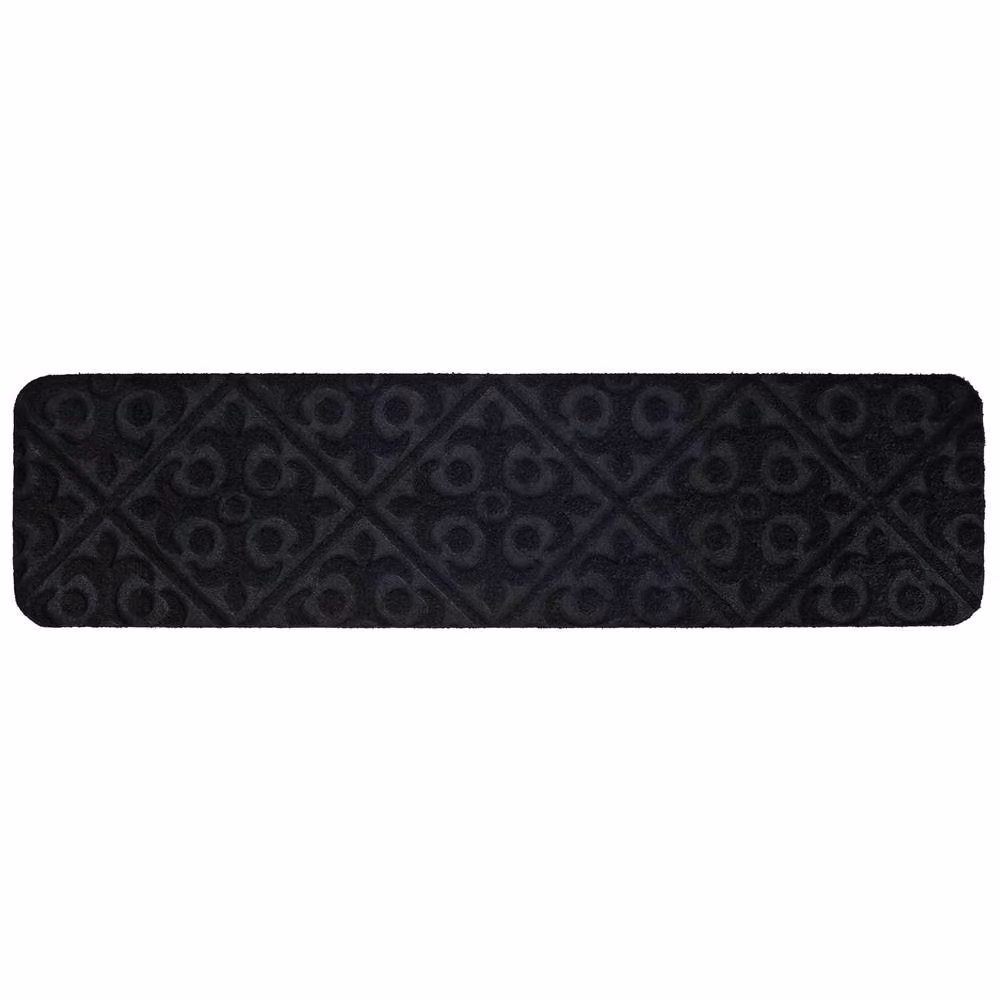 CASART 15-Piece Non-Slip Polyester Stair Mats in Black, W: 76 cm, D: 20 cm – 4