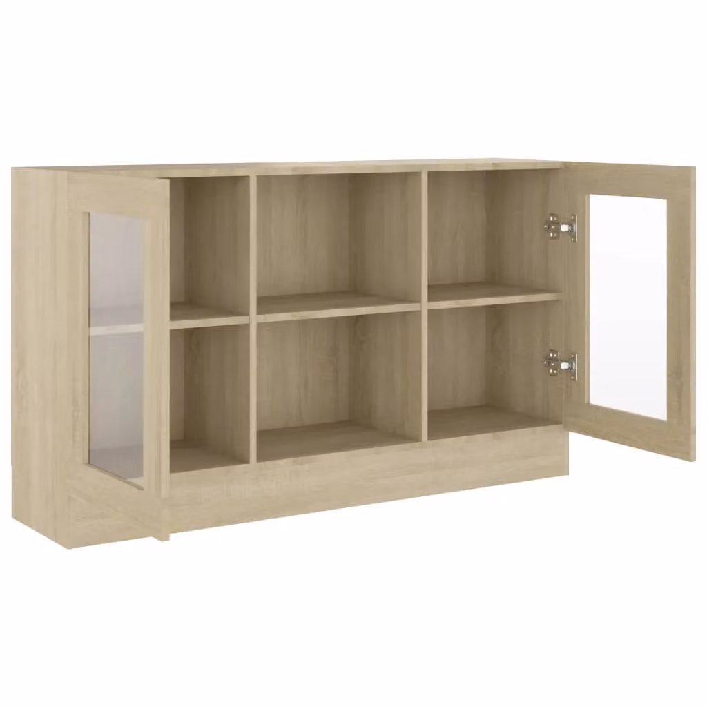Berkfield Home Vitrine Cabinet in Sonoma Oak, Brown, W/D/H: 120 x 30.5 x 70 cm – 2