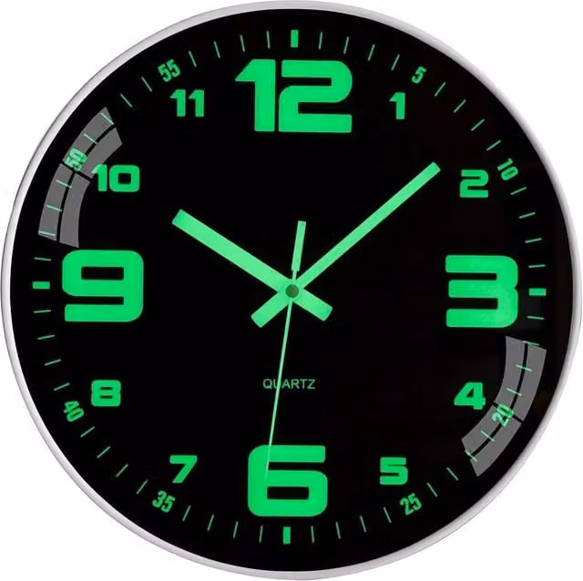 Hinsinc Black Silent Illuminated Digital Round Wall Clock, Diameter: 30.48 cm