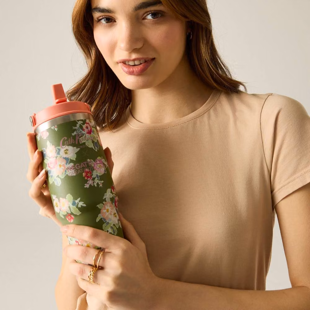 Regatta Cath Kidston Floral Stainless Steel Insulated Tumbler, Green, 0.9 l – 2