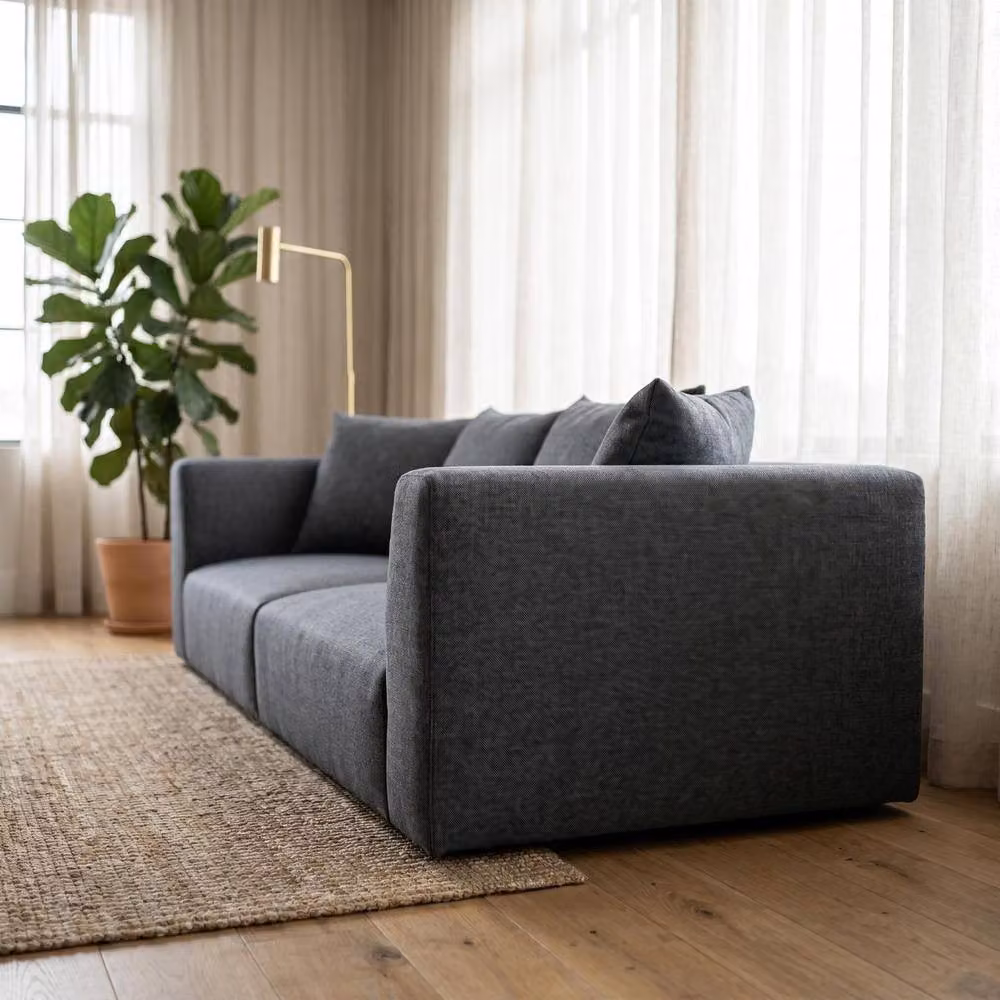 Abakus Direct Tokyo 3 Seater Sofa in Anthracite Grey Fabric with Scatter Cushions – 3
