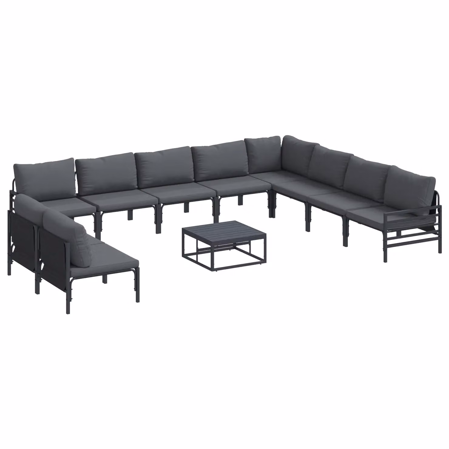 Berkfield Home 11 Piece Modern Anthracite and Multicolour Metal Garden Sofa Set – 2