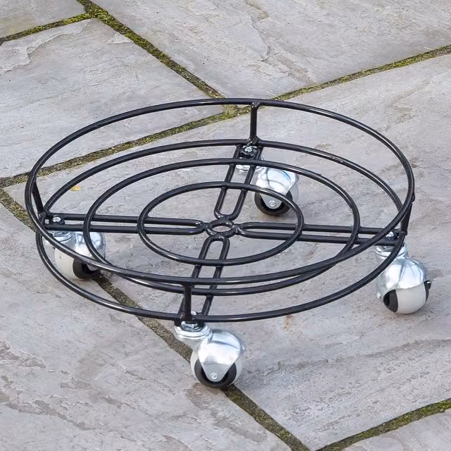 Samuel Alexander Heavy Duty Black Metal Plant Pot Trolley with Castor Wheels, Diameter: 37 cm – 2