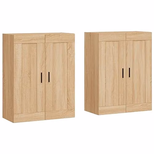 vidaXL Set of 2 Modern Wall Mounted Storage Cabinets in Sonoma Oak Brown