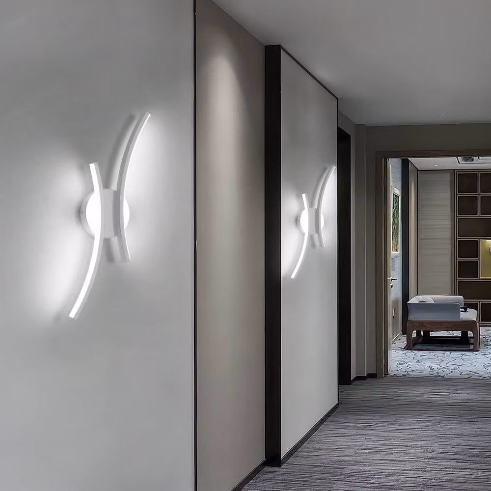 Pheashine White Curved Double Strip LED Wall Sconce, 20W, 6500K Cool White, W: 44.5 cm – 2