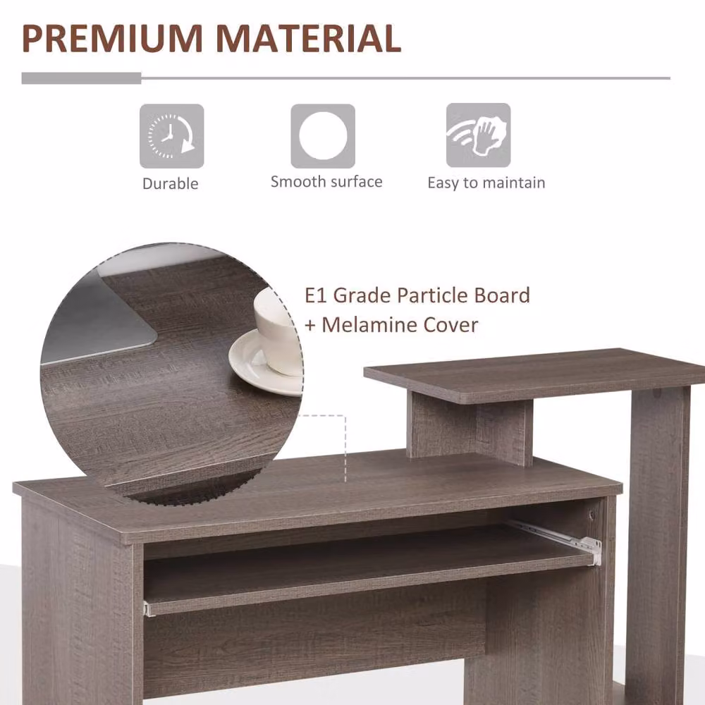 Wyld Haus Ramo Grey Home Office Computer Desk with Side Shelves W: 100 cm, H: 76.7 cm, D: 40 cm – 6