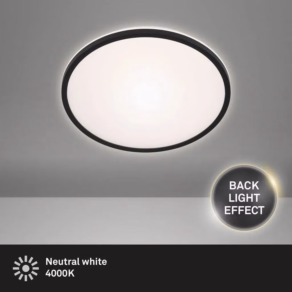 Briloner Black Modern Round LED Ceiling Light with Cool White Backlight Effect – 2