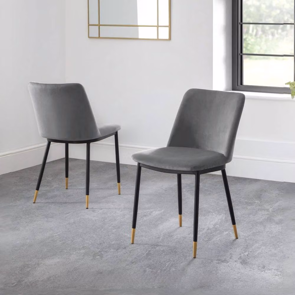 Cheshire Celeste Grey Velvet Dining Chairs, Set of 2 – 3