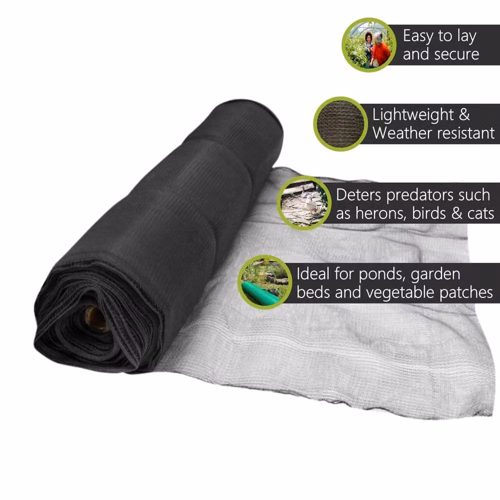 Pegdev Black UV-Stabilised Protective Pond Netting for Fish and Garden Plant Safety, 26m – 2
