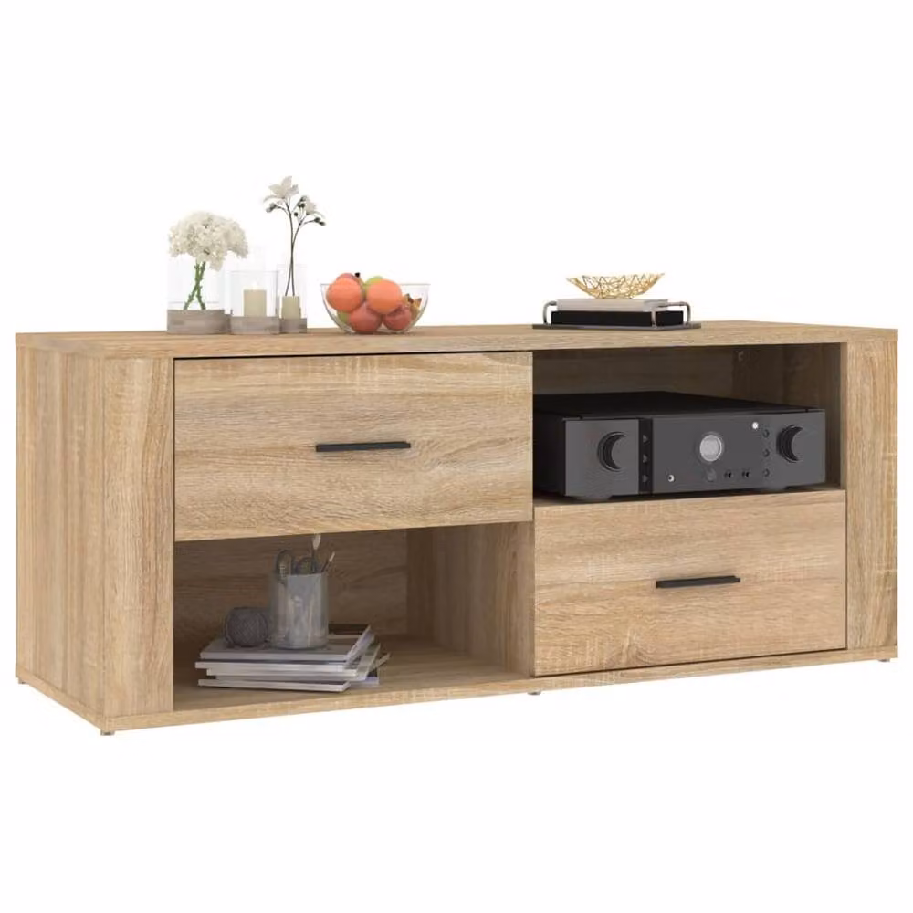 Berkfield Home Sonoma Oak TV Cabinet in Brown, W/D/H: 100 x 35 x 40 cm – 3