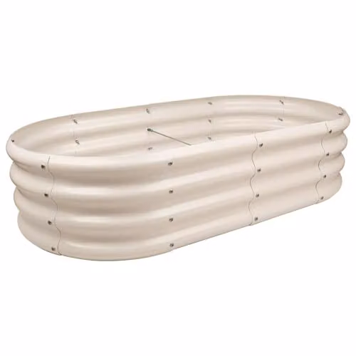 Harbour Housewares Raised Garden Bed in Beige or White, Galvanised Steel Planter, W: 120 cm, D: 60 cm, H: 30 cm – 1