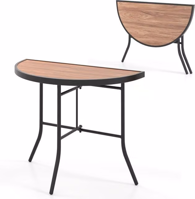 Costway Half-Round Folding Banquet Table in Brown – 1