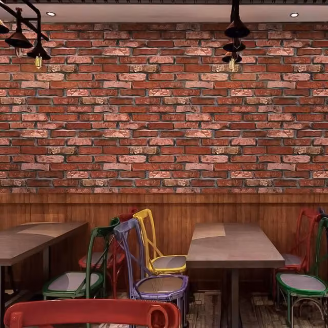 NOVECRAFTO 3D Red Brick Effect Geometric Industrial Stone Look Wallpaper, 5 Rolls (25.18 m)