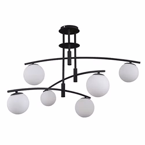 Netlighting Senai Modern 6 Light Globe Ceiling Light in Black with G9 Bulbs – 1