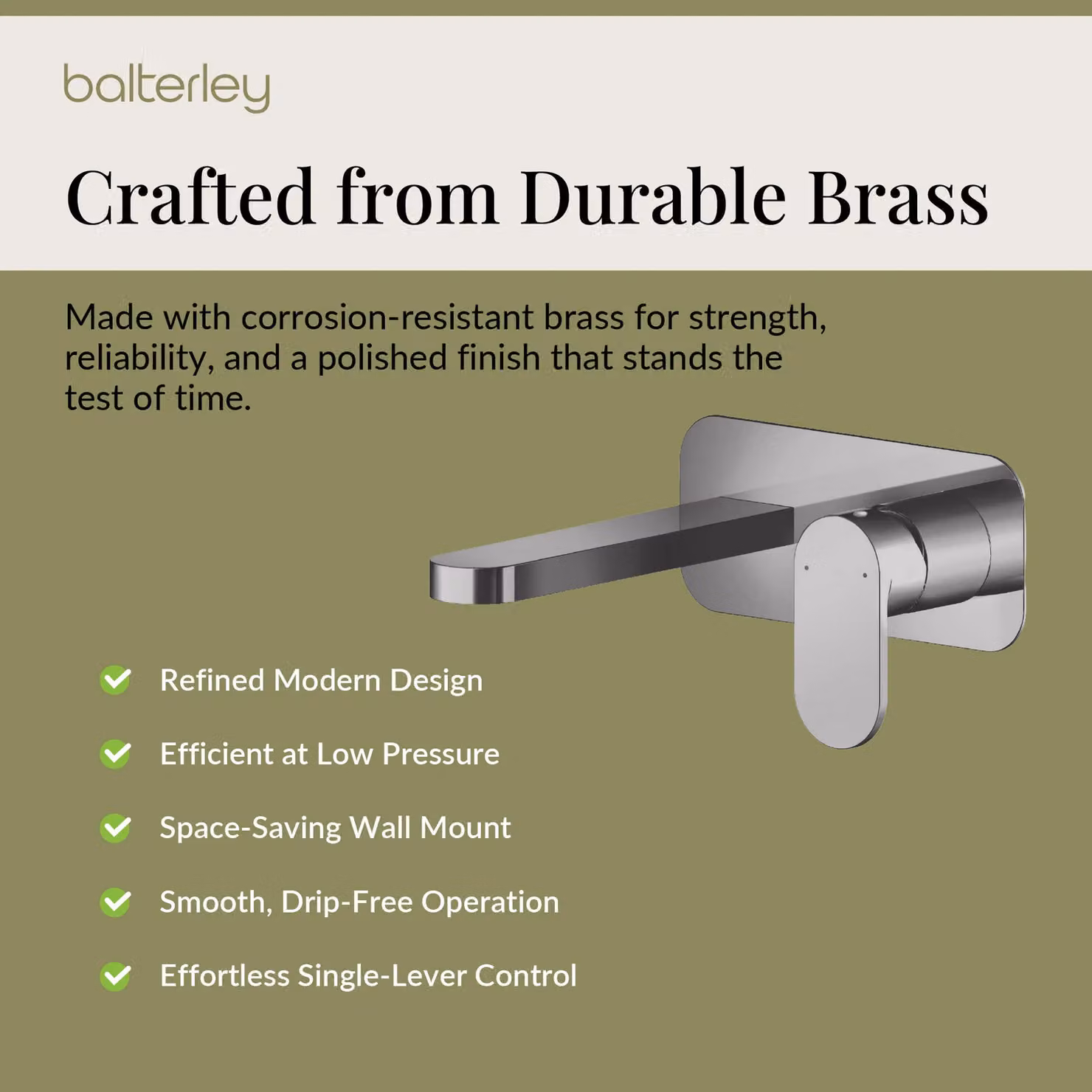 Balterley Current Round Wall Mounted 2 Tap Hole Basin Mixer Tap in Brushed Pewter Silver – 3