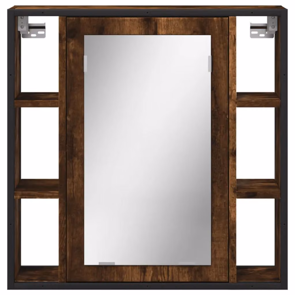 Berkfield Home Smoked Oak Bathroom Mirror Cabinet, Brown, W/D/H: 60 x 16 x 60 cm – 3