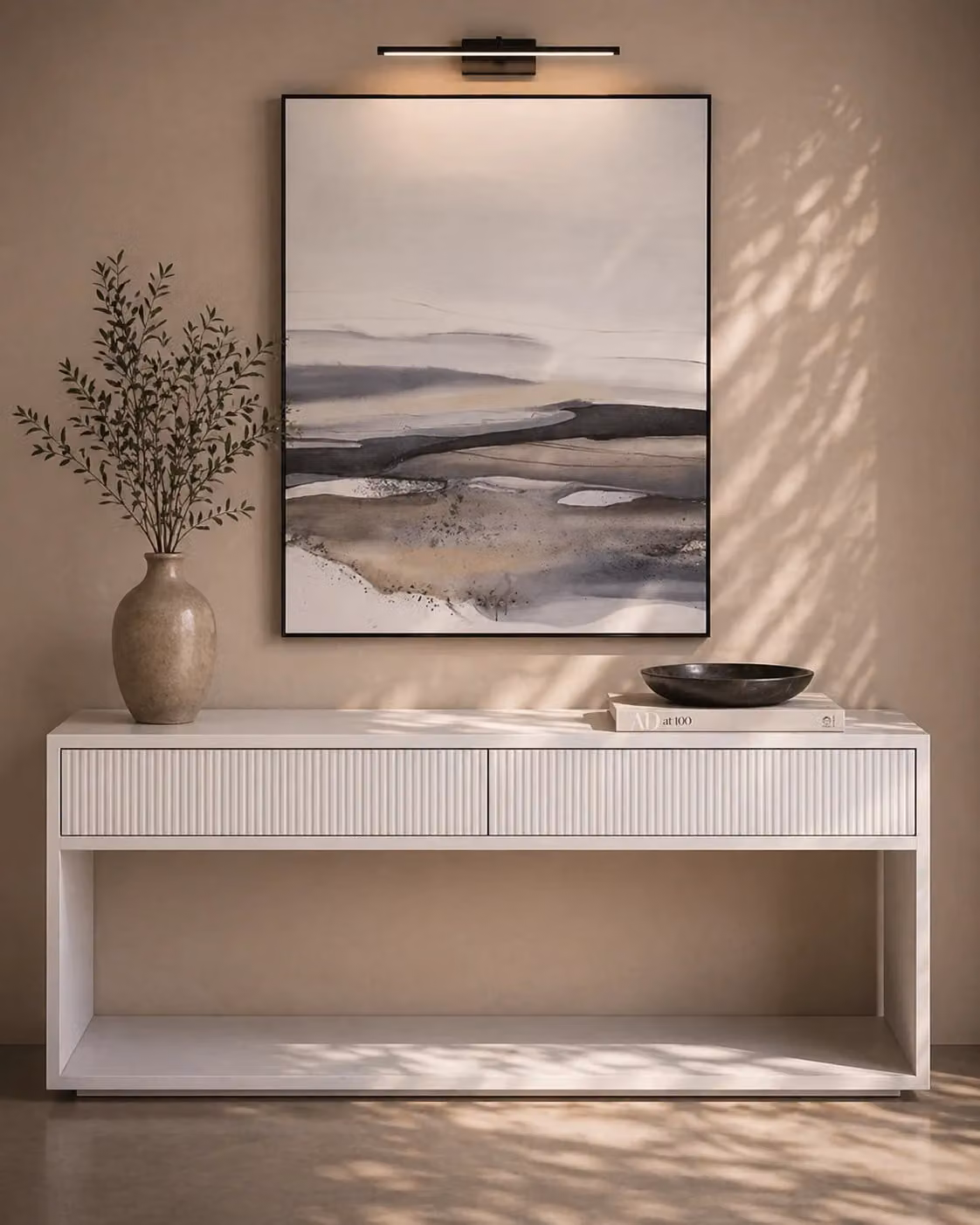 Tommy Franks Costine Scandinavian Style Console Table in White, W/D/H: 126 x 40 x 76 cm