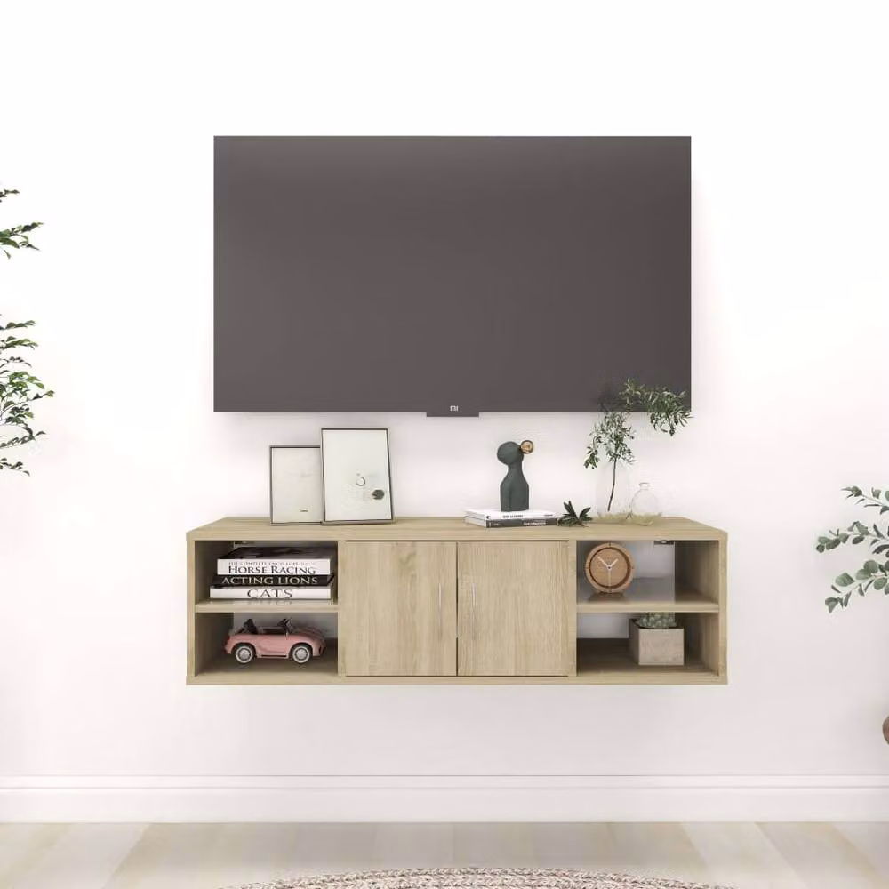 Berkfield Home Sonoma Oak Wall Shelf in Light Tan, W/D/H: 102 x 30 x 29 cm – 2
