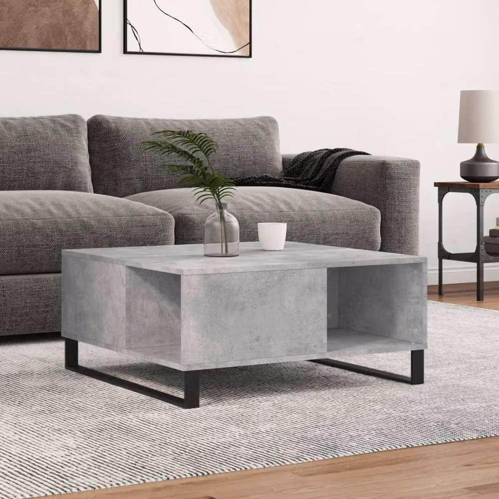 Berkfield Home Modern Square Coffee Table in Concrete Grey, W/D/H: 80 x 80 x 36.5 cm – 2