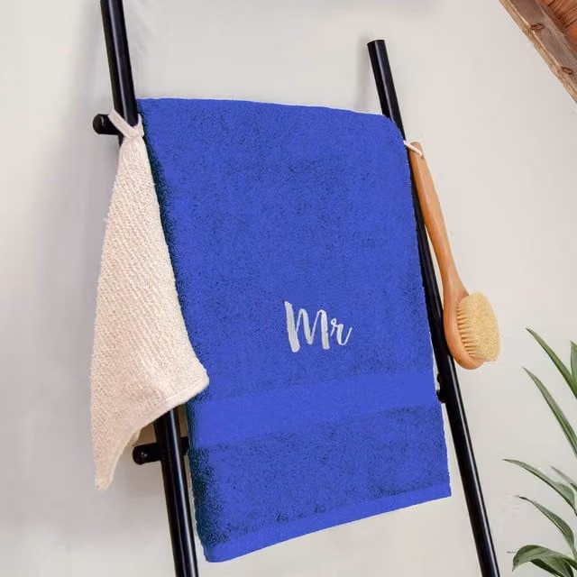 Duncan Stewart Personalised Luxury Cotton Bath Sheet in Blue