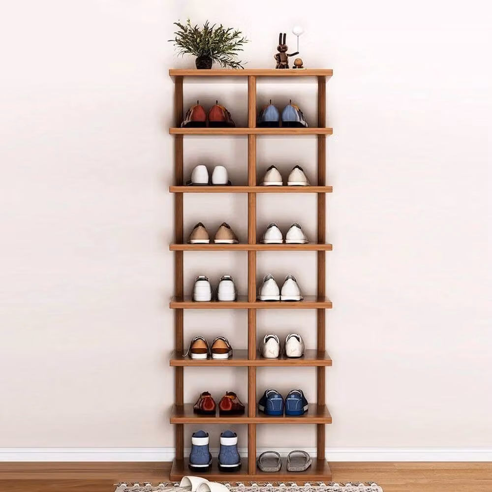 NESTLUNE 8-Tier Vertical Shoe Rack Storage Shelf in Brown, W: 100 cm, D: 15 cm – 2