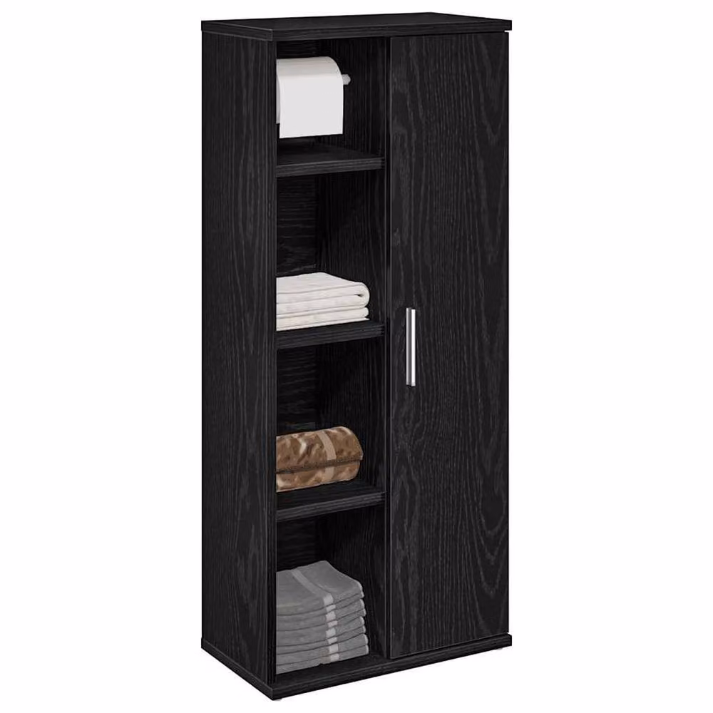 Berkfield Home Durable Black Bathroom Cabinet with Roll Holder, W/D/H: 39 x 22 x 90 cm – 2