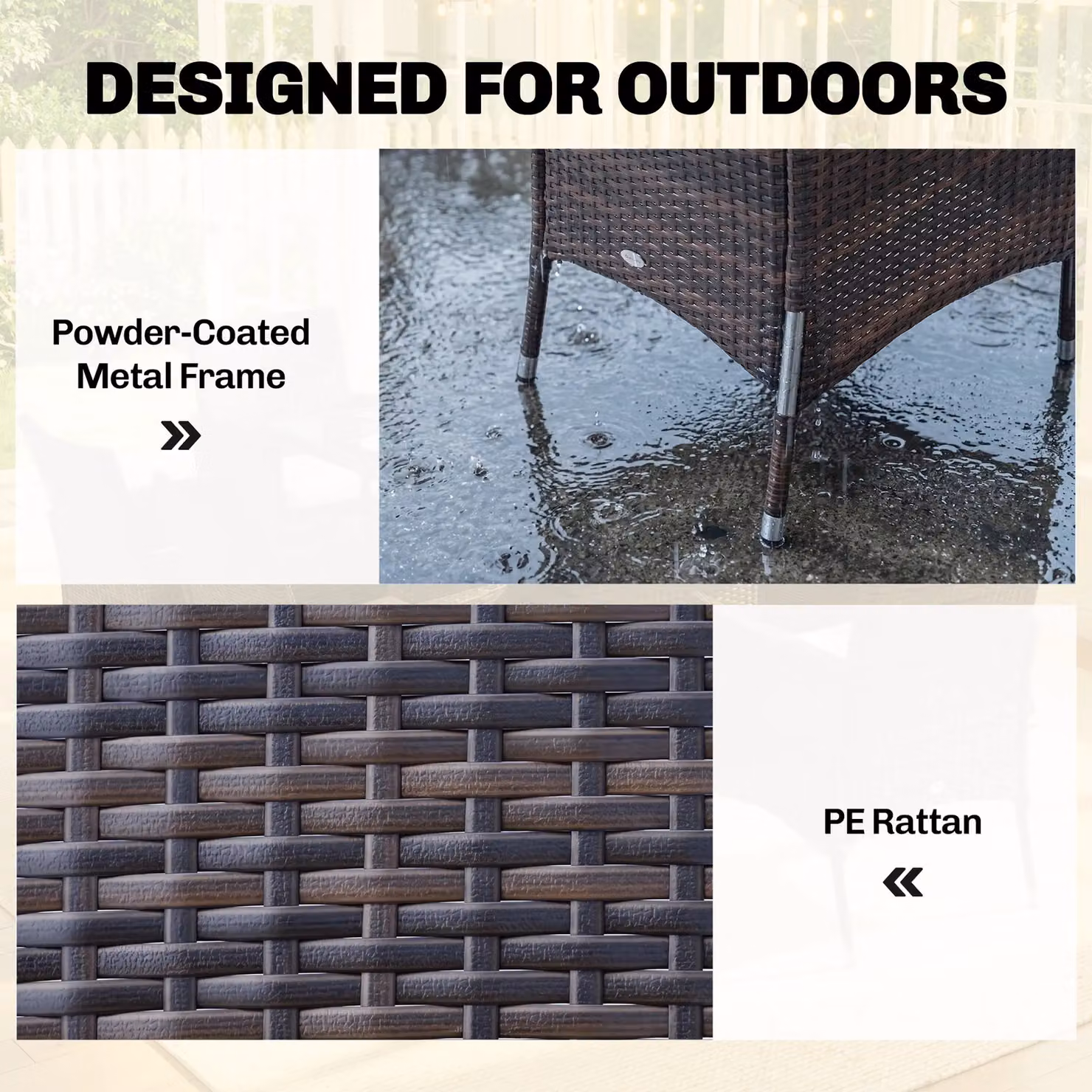 Outsunny 7-Piece Rattan Garden Furniture Dining Set in Brown and Black – 11