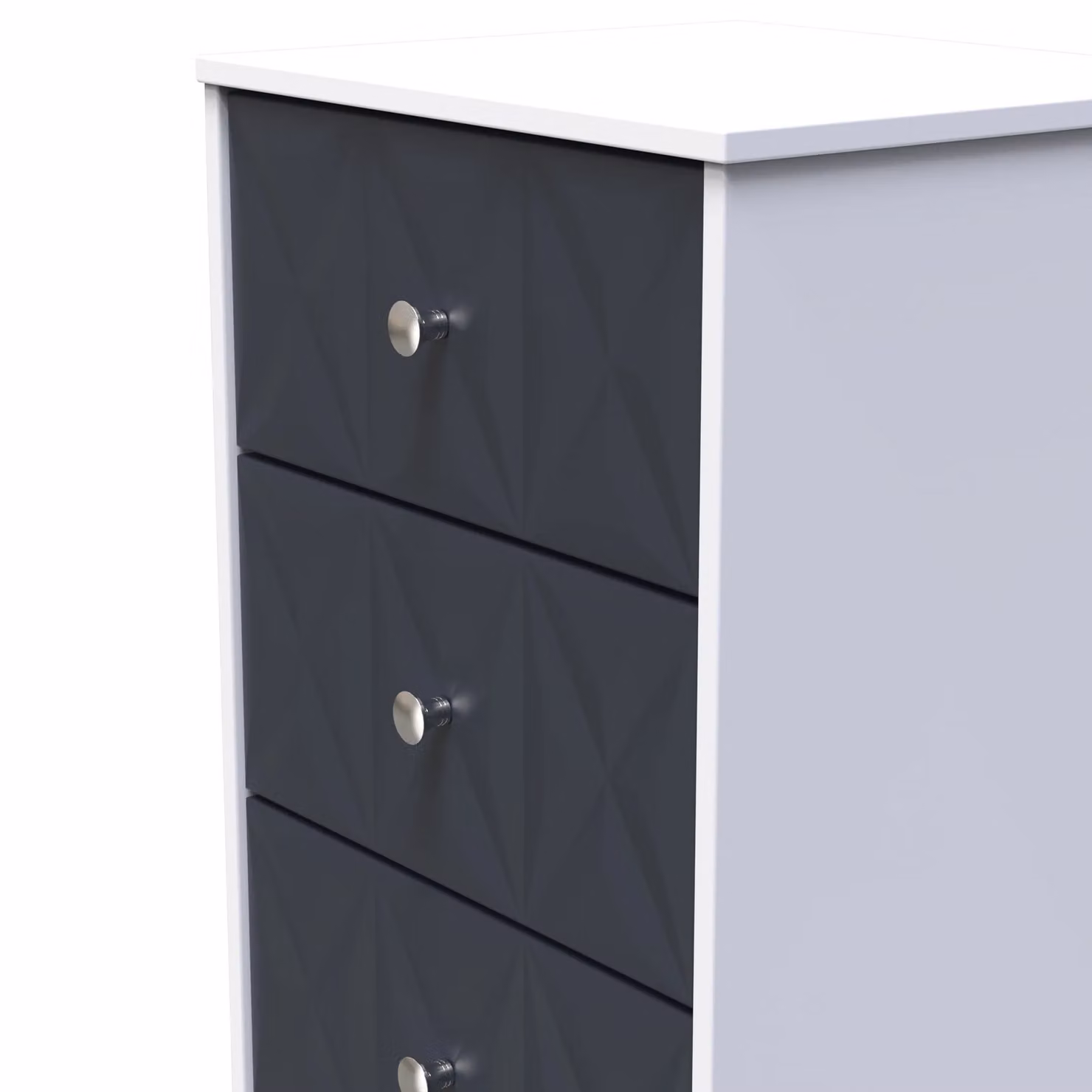 Ready Assembled 2 U Memphis 5 Drawer Tall Bedside Cabinet in Dark Blue – 3