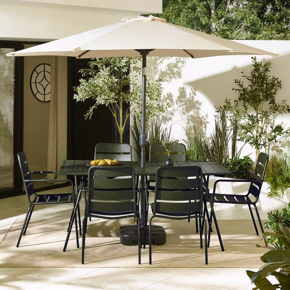 Furniturebox UK Leros 6 Seat Metal Garden Dining Set in Green – 2